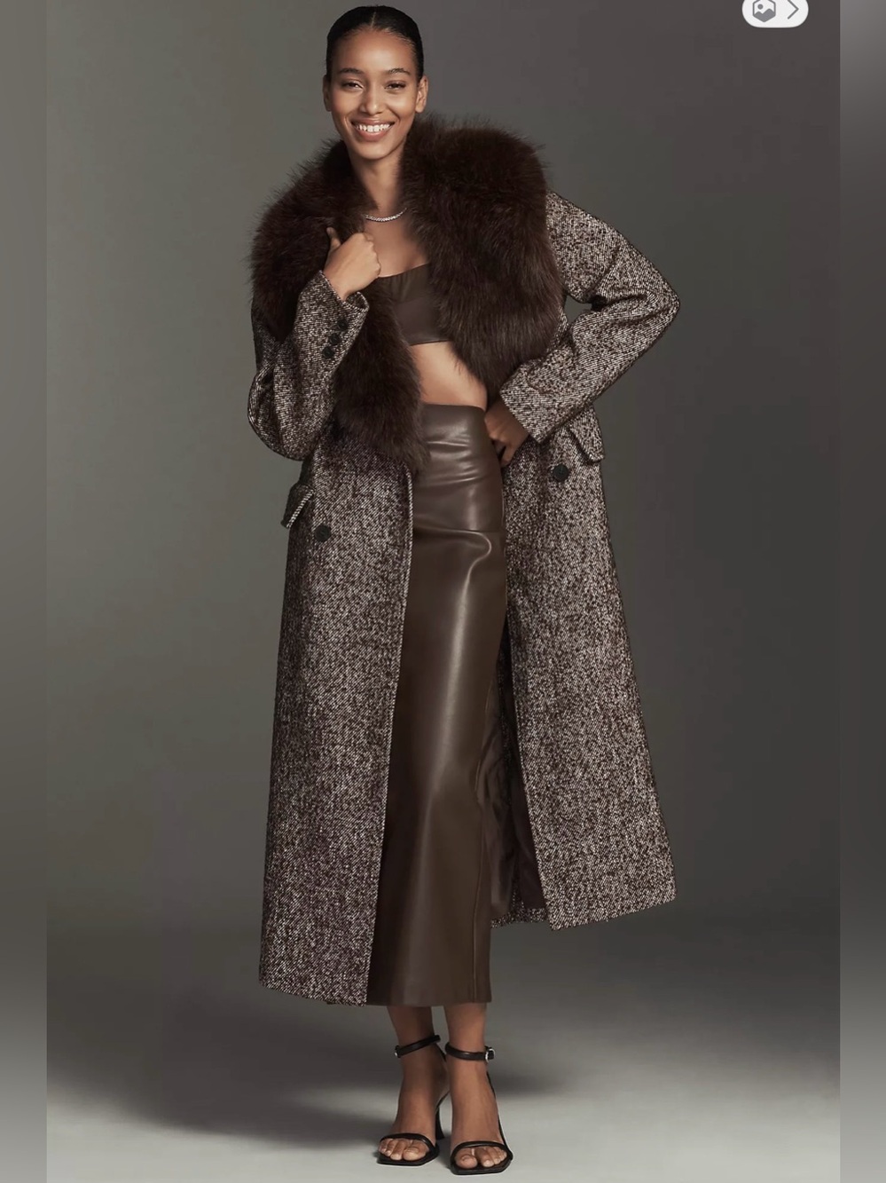 By Anthropologie Faux Fur Collar Wool Blend Coat NWT